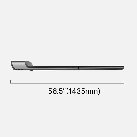Movaped P1 treadmill side view dimensions showing slim profile