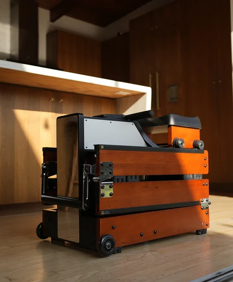 Movaped WM10 trifold rower compact folded storage in modern home
