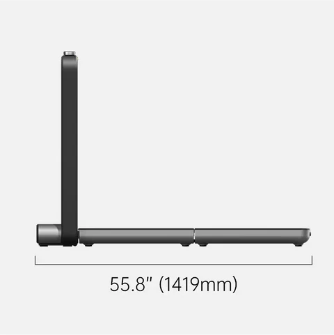 Side view length dimensions of the Movaped X21 treadmill
