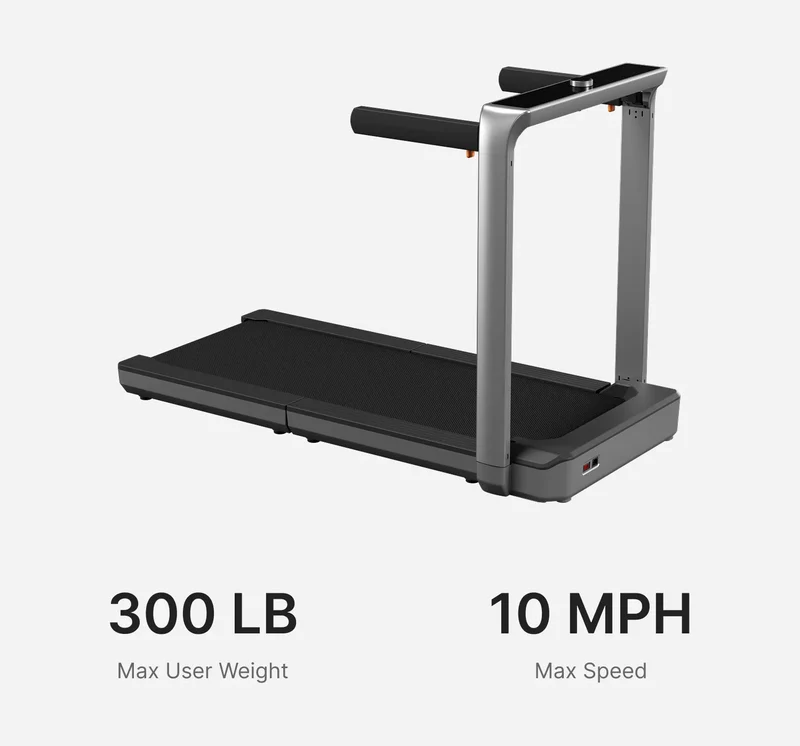 Movaped X25 foldable treadmill stored upright using the signature vertical fold design
